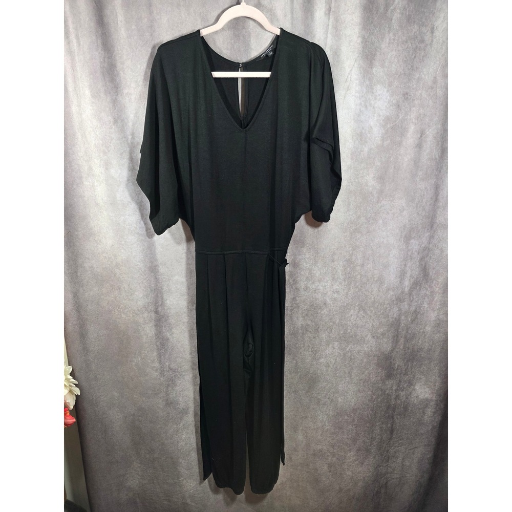 Liverpool Los Angeles Black Dolman Sleeve Jumpsuit V-Neck Jogger Cuff Belted